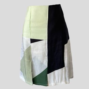 TIBI NEW YORK SILK LINEN COLOR BLOCK SKIRT SIZE 6